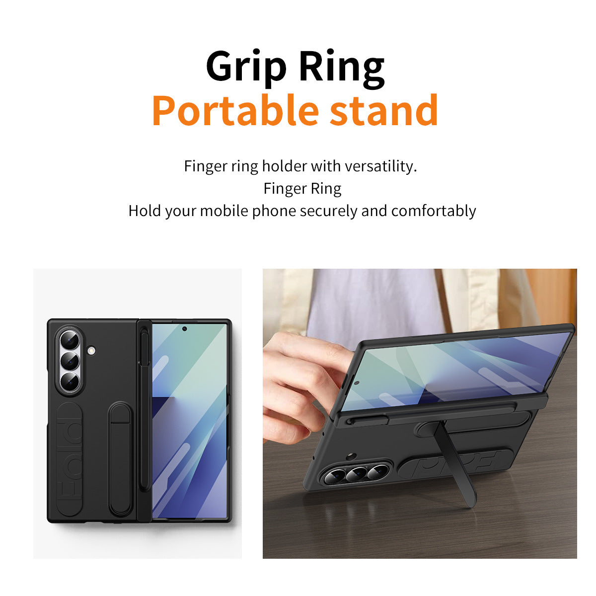 Hinge Pen Box Shockproof Phone Case With Screen Protector & Wristband Holder For Galaxy Z Fold 8/7/6/5/4/3