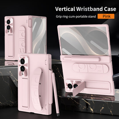 Hinge Pen Box Shockproof Phone Case With Screen Protector & Wristband Holder For Galaxy Z Fold 8/7/6/5/4/3