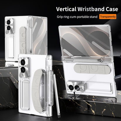 Hinge Pen Box Shockproof Phone Case With Screen Protector & Wristband Holder For Galaxy Z Fold 8/7/6/5/4/3