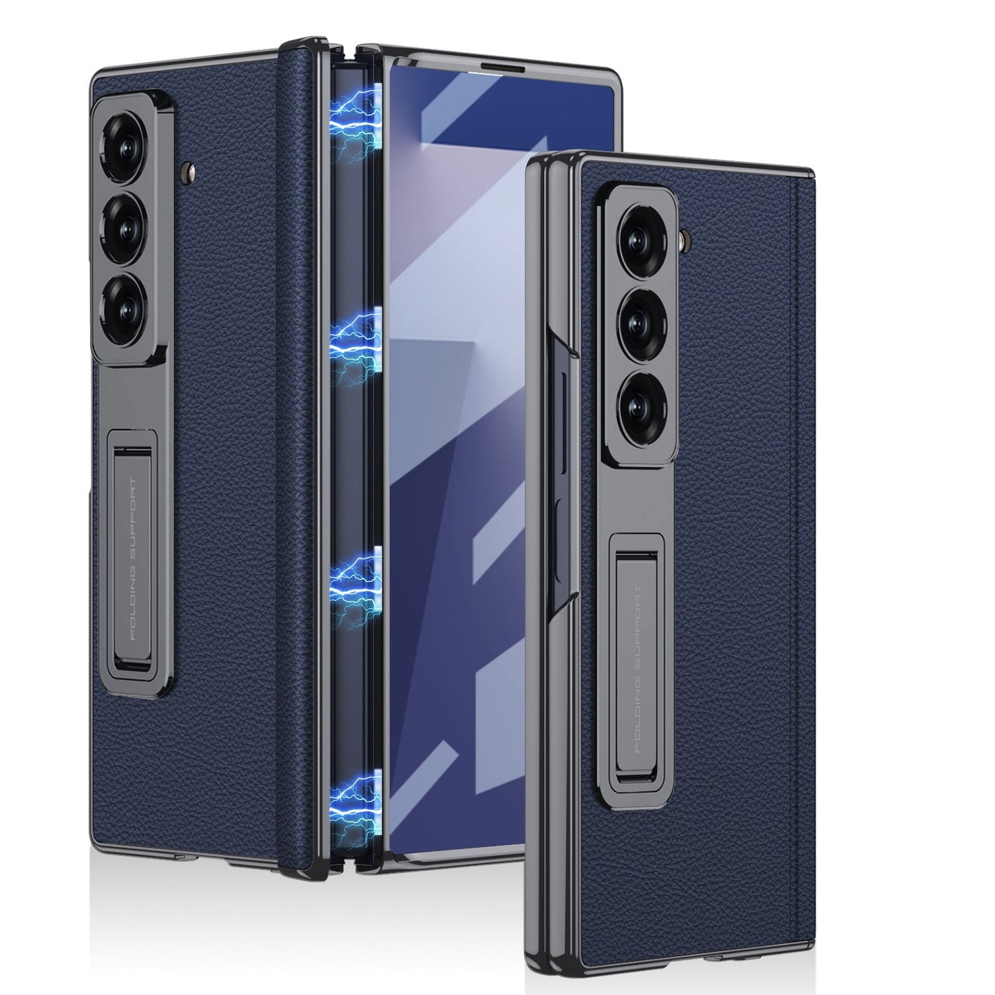Magnetic Hinge Hidden Bracket All-included Leather Case With Back Screen Protector For Galaxy Z Fold 7/6/5