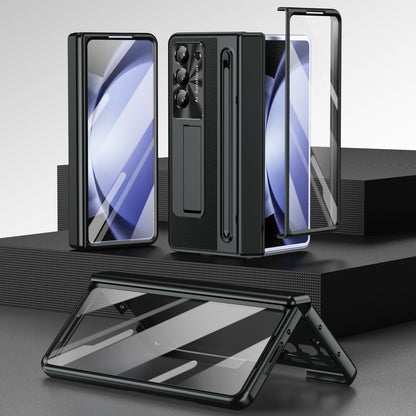 Leather Golden Electroplated Phone Case With Back Screen Glass and Stylus For Galaxy Z Fold 8/7/6/5/4