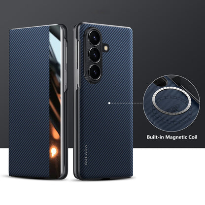 Luxurious Leather Cover With Magnetic Coil & Card Holder For Galaxy Z Fold 7/6/5/4