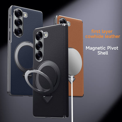 Luxurious Leather Phone Case With Magnetic Bracket For Galaxy Z Fold 7/6/5
