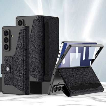 Luxurious Suede Cover Shockproof Phone Case With Screen Protector and Pen Slot For Galaxy Z Fold 7/6/5/4/3