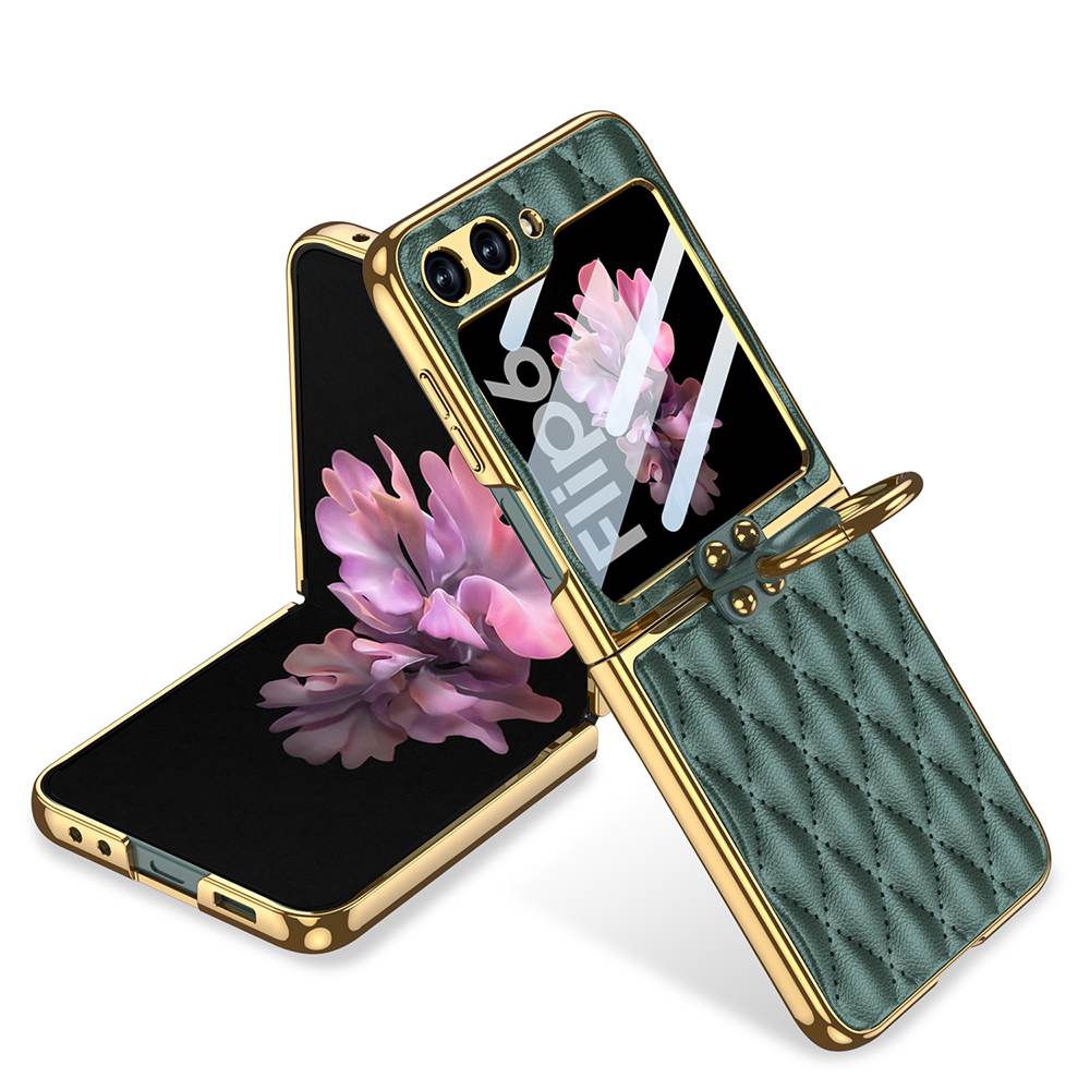 Luxury Leather Electroplating Diamond Protective Cover for Galaxy Z Flip6