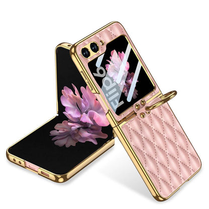 Luxury Leather Electroplating Diamond Protective Cover for Galaxy Z Flip6