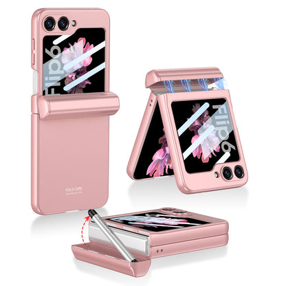 Magnetic Hinge Integrated Back Screen Film Shockproof Hard Cover with Pen for Galaxy Z Flip6