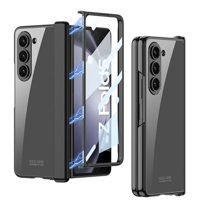 Electroplated Transparent Magnetic Hinge All-included Phone Case With Back Screen Protector For Samsung Galaxy Z Fold5 Fold4 - Mycasety Mycasety
