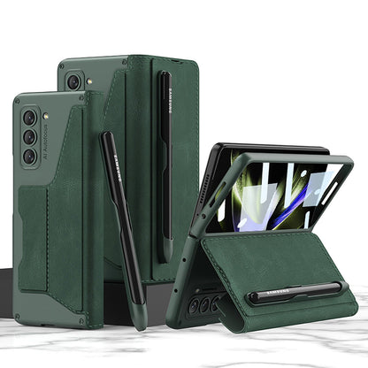 Luxurious Suede Cover Shockproof Phone Case With Screen Protector and Pen Slot For Galaxy Z Fold 7/6/5/4/3