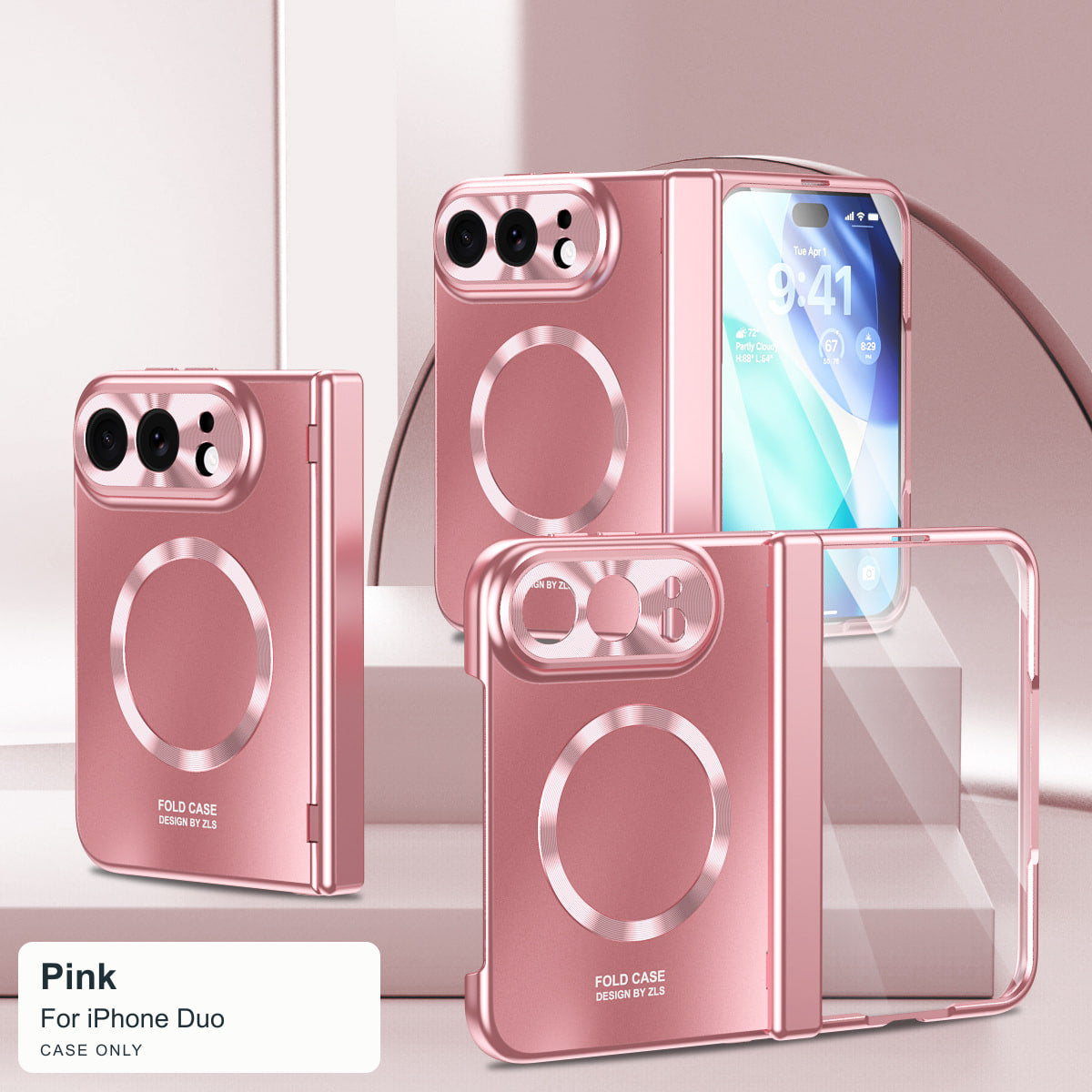 iPhone Duo | Electroplated Magnetic Case with Hinge Protection & Tempered Glass