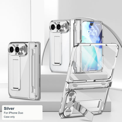iPhone Duo | Clear Case with Hidden Kickstand, Hinge Protection & Glass Front