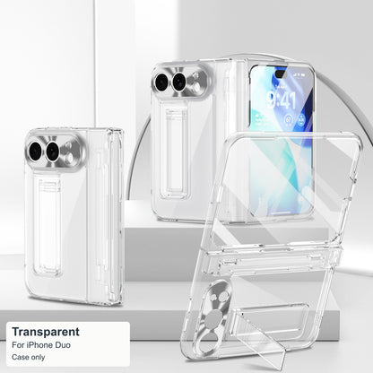 iPhone Duo | Clear Case with Hidden Kickstand, Hinge Protection & Glass Front