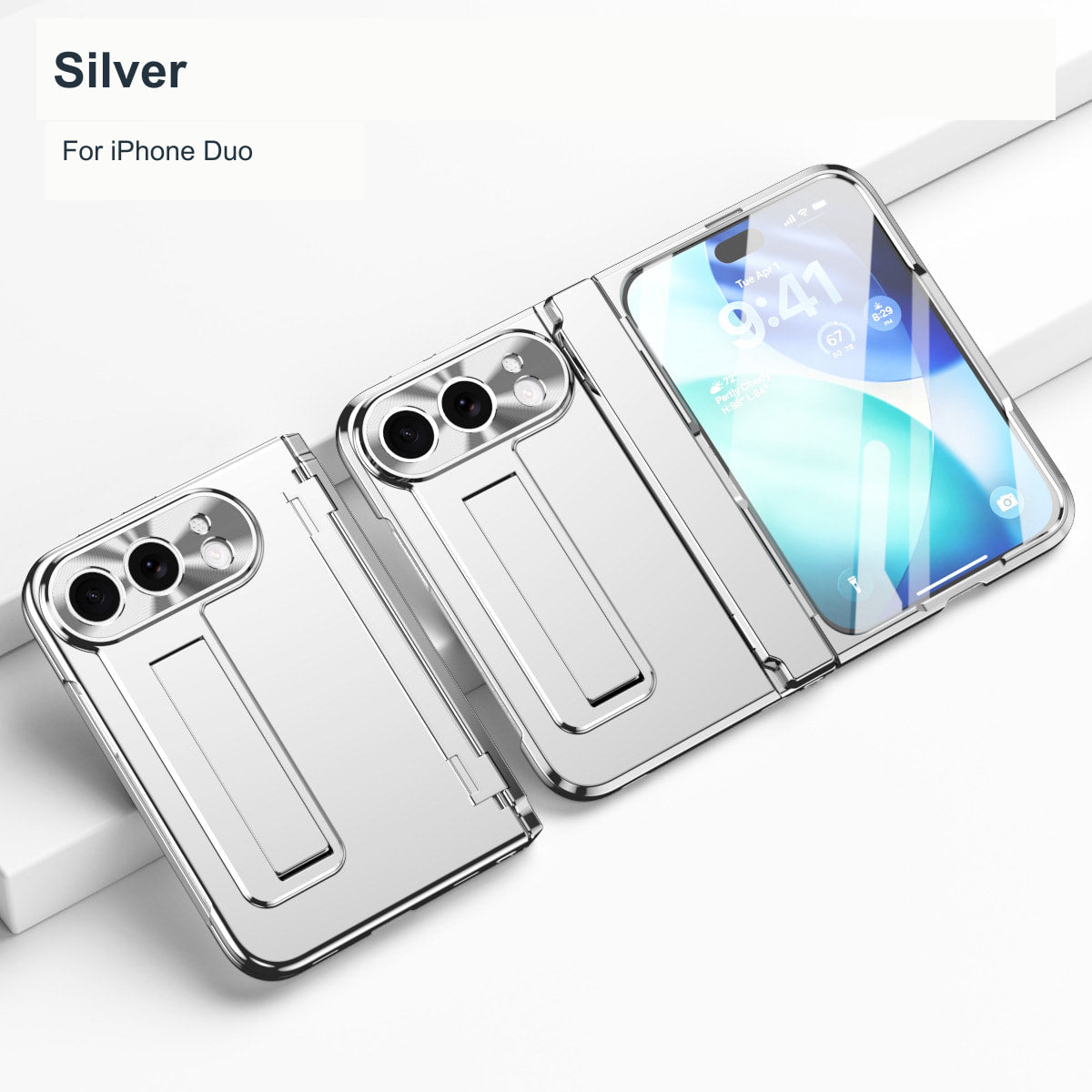 iPhone Duo | Electroplated Kickstand Case with Hinge Protection & Glass Front