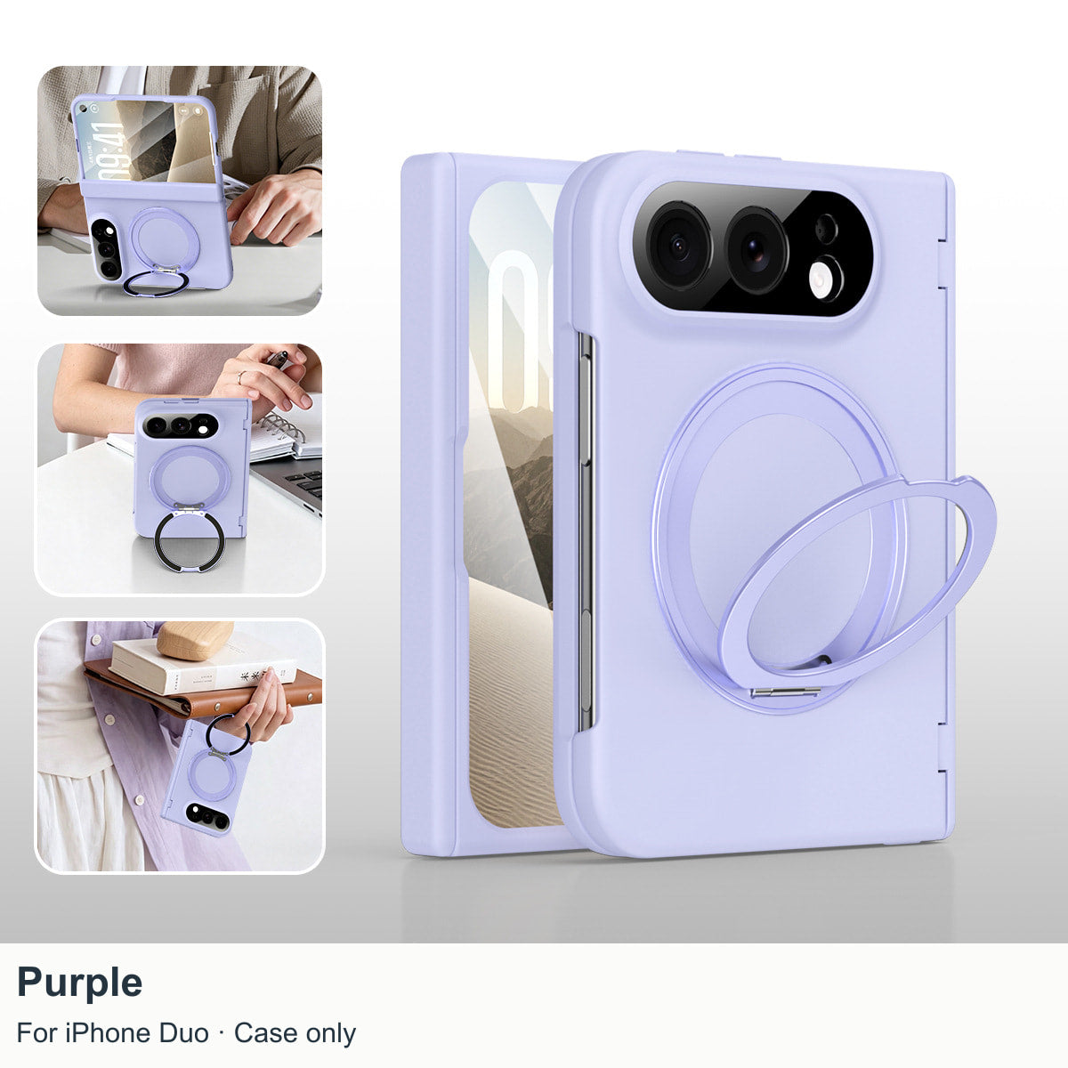 iPhone Duo | Magnetic Case with 360° Ring Stand & Glass Front
