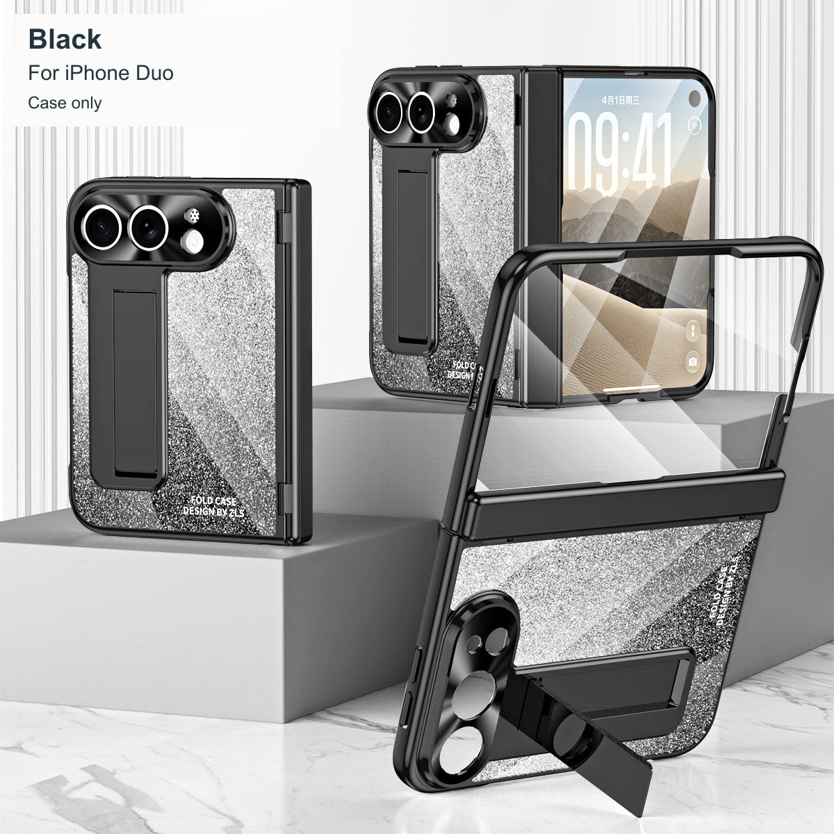 iPhone Duo | Glitter Kickstand Case with Hinge Protection