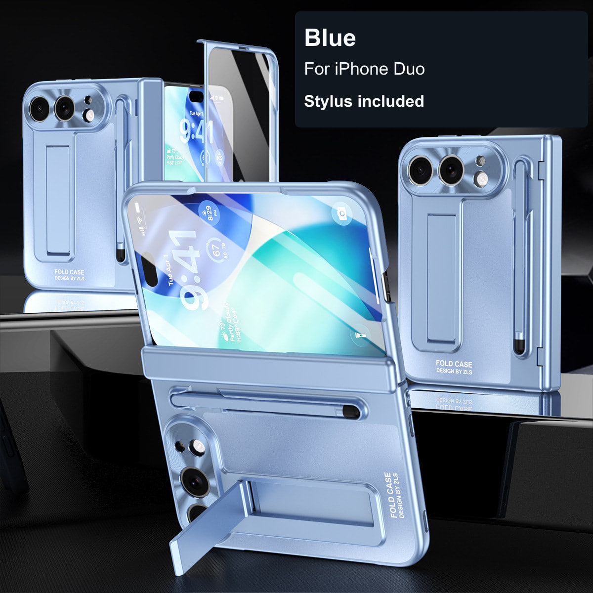 iPhone Duo | Kickstand Case with Stylus Holder & Tempered Glass