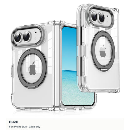 iPhone Duo | Clear Magnetic Case with Alloy Ring Stand & TPU Hinge