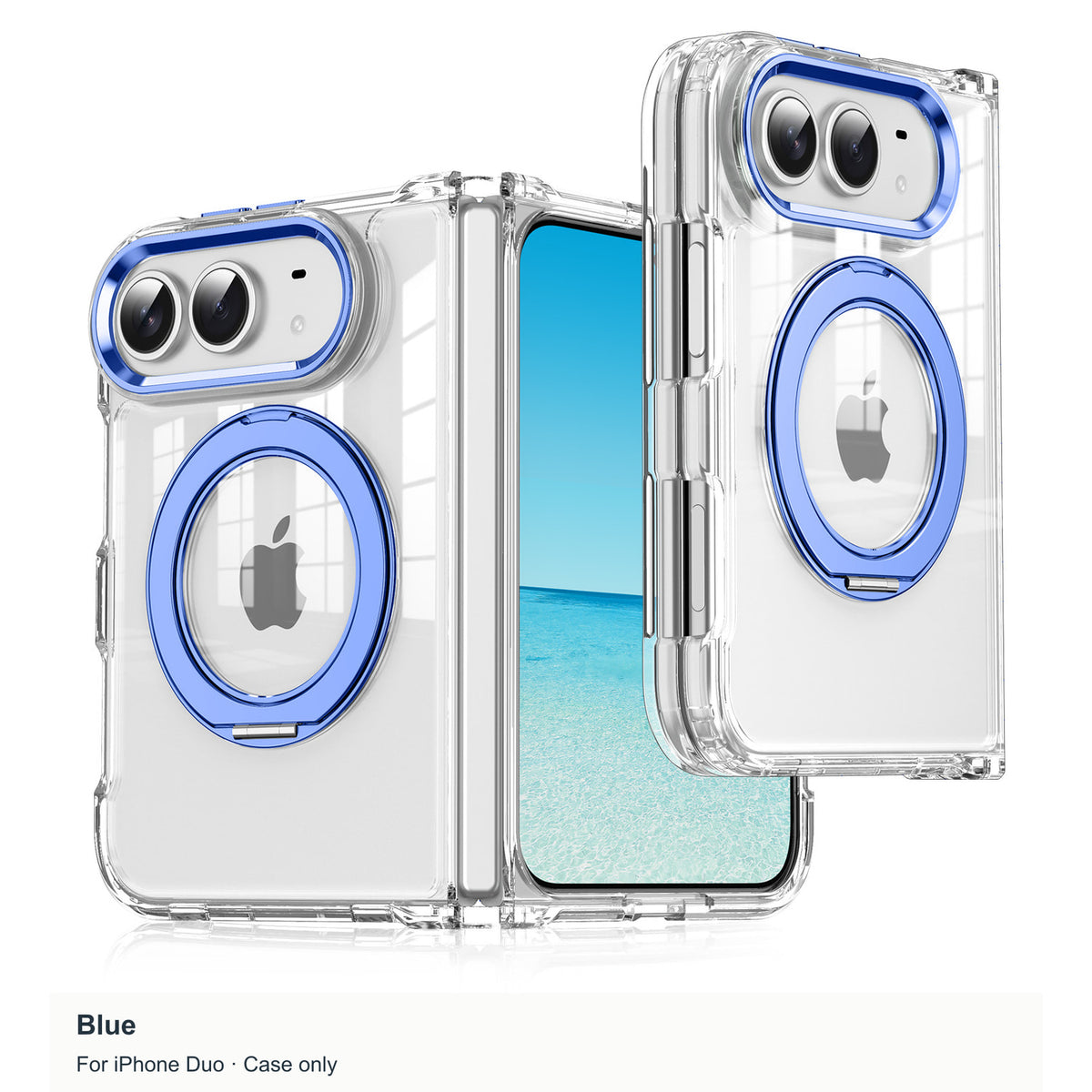 iPhone Duo | Clear Magnetic Case with Alloy Ring Stand & TPU Hinge