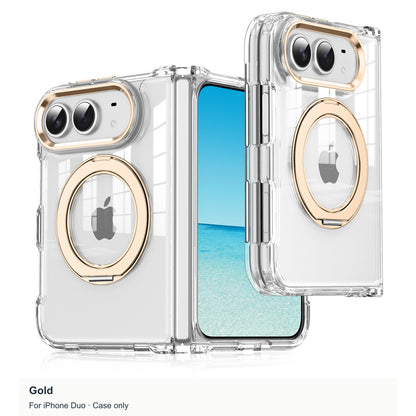 iPhone Duo | Clear Magnetic Case with Alloy Ring Stand & TPU Hinge