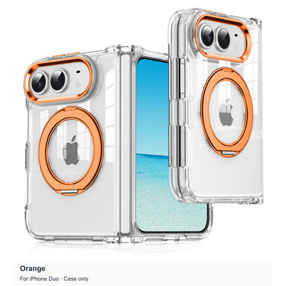 iPhone Duo | Clear Magnetic Case with Alloy Ring Stand & TPU Hinge