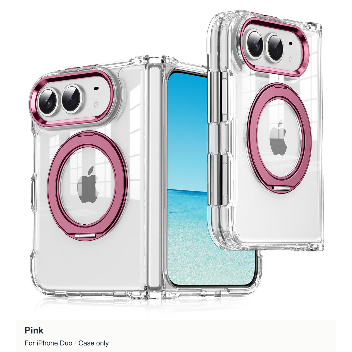 iPhone Duo | Clear Magnetic Case with Alloy Ring Stand & TPU Hinge