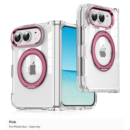 iPhone Duo | Clear Magnetic Case with Alloy Ring Stand & TPU Hinge