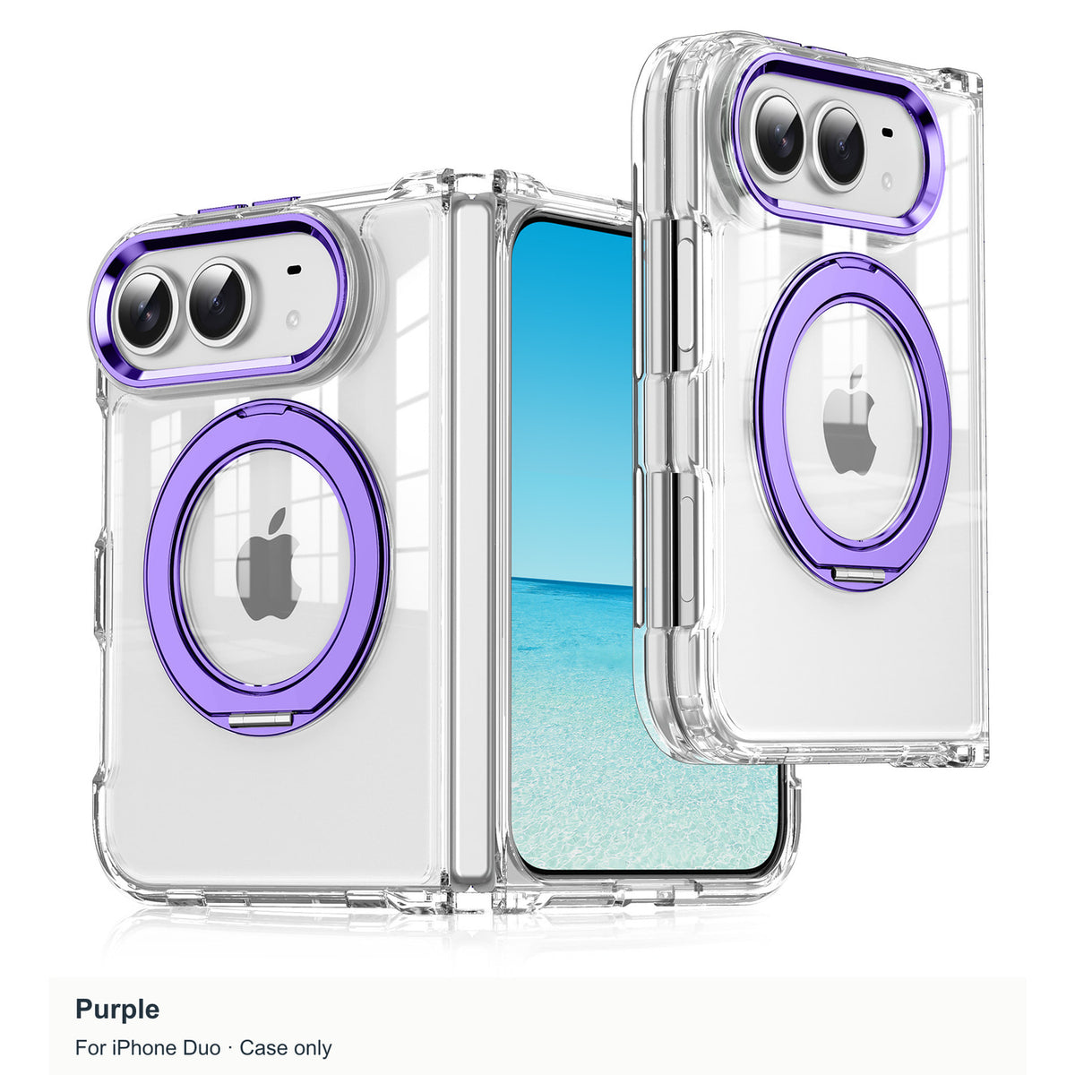 iPhone Duo | Clear Magnetic Case with Alloy Ring Stand & TPU Hinge