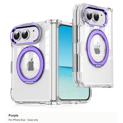 iPhone Duo | Clear Magnetic Case with Alloy Ring Stand & TPU Hinge