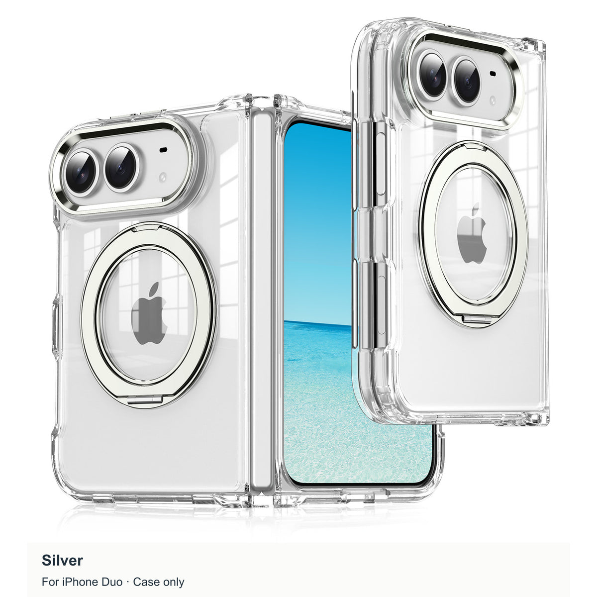 iPhone Duo | Clear Magnetic Case with Alloy Ring Stand & TPU Hinge
