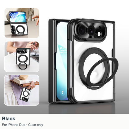 iPhone Duo | Clear Magnetic Case with 360° Ring Stand & Glass Front