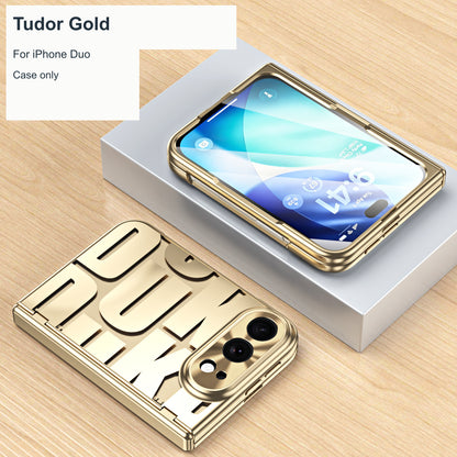 iPhone Duo | Raised-Lettering Case with Hinge Protection & Tempered Glass