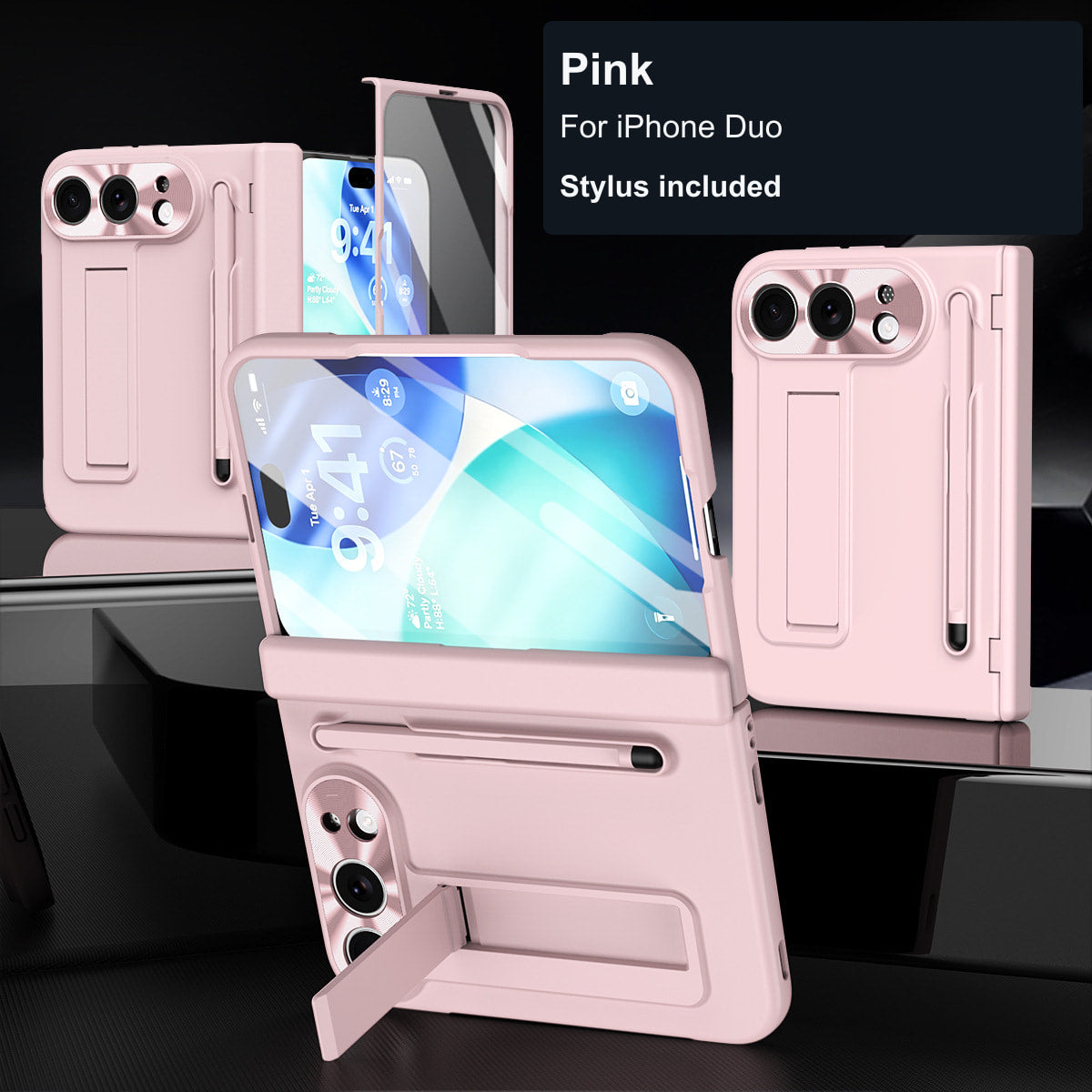 iPhone Duo | Matte Kickstand Case with Stylus Holder & Tempered Glass