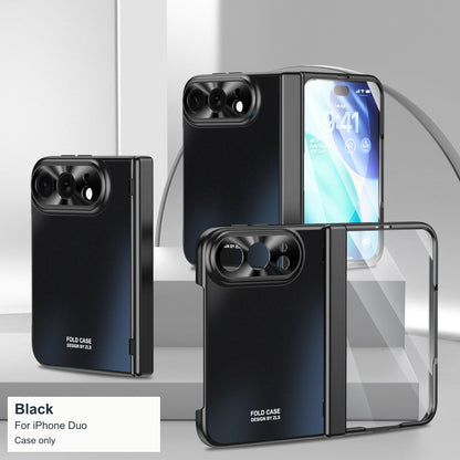 iPhone Duo | Smooth Electroplated Case with Hinge Protection & Tempered Glass