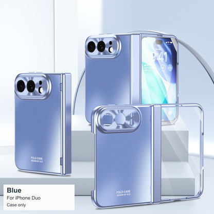 iPhone Duo | Smooth Electroplated Case with Hinge Protection & Tempered Glass