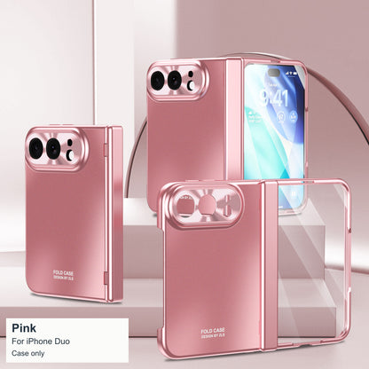 iPhone Duo | Smooth Electroplated Case with Hinge Protection & Tempered Glass