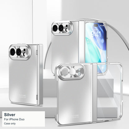 iPhone Duo | Smooth Electroplated Case with Hinge Protection & Tempered Glass