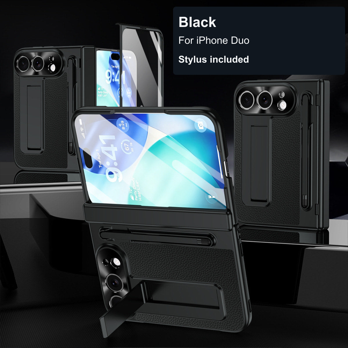 iPhone Duo | Textured Kickstand Case with Stylus & Tempered Glass