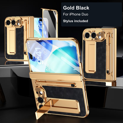 iPhone Duo | Textured Kickstand Case with Stylus & Tempered Glass