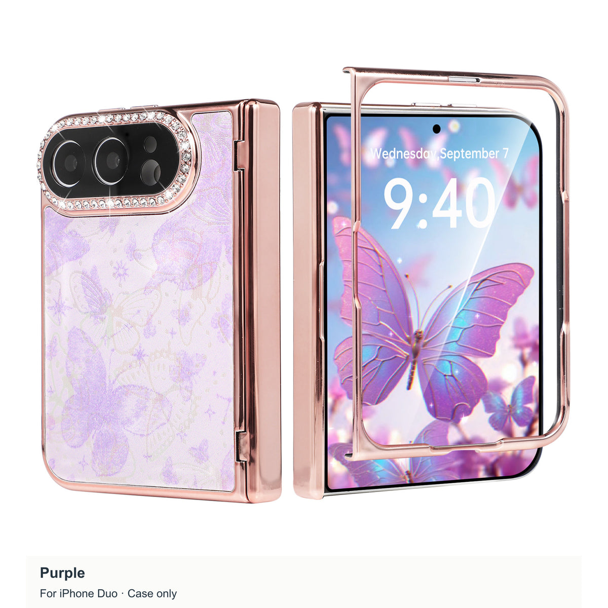 iPhone Duo | Patterned Case with Sparkling Camera Trim & Hinge Protection
