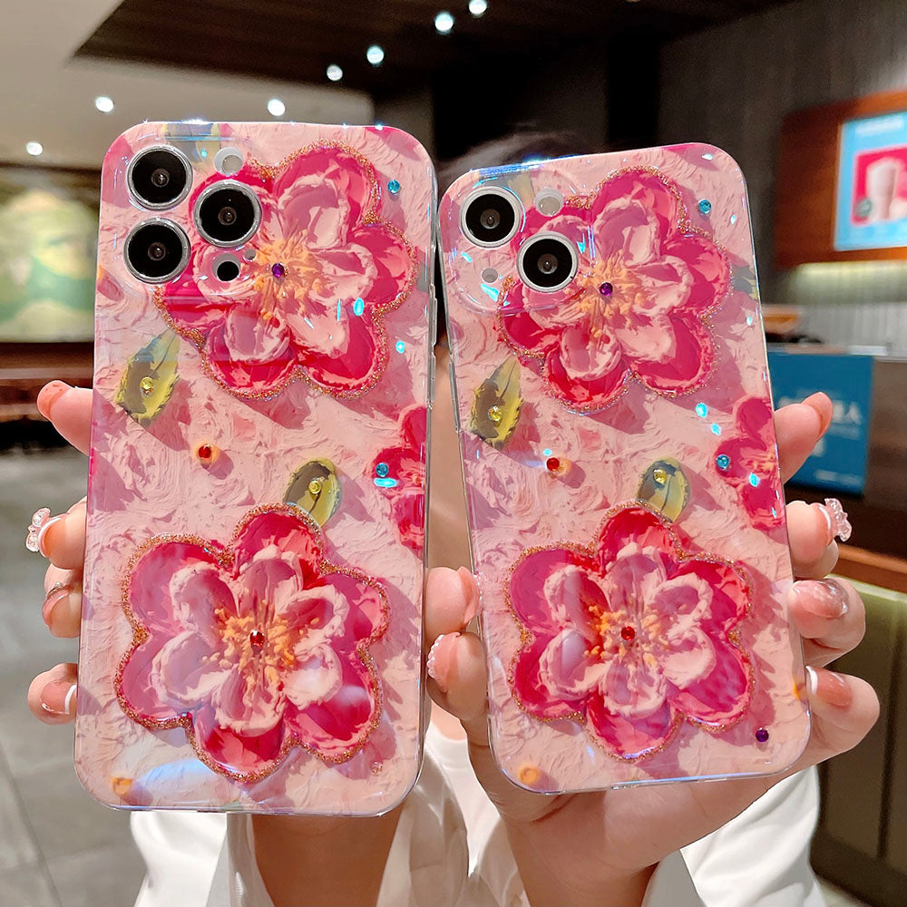 Oil Painting Pink Flower iPhone Case