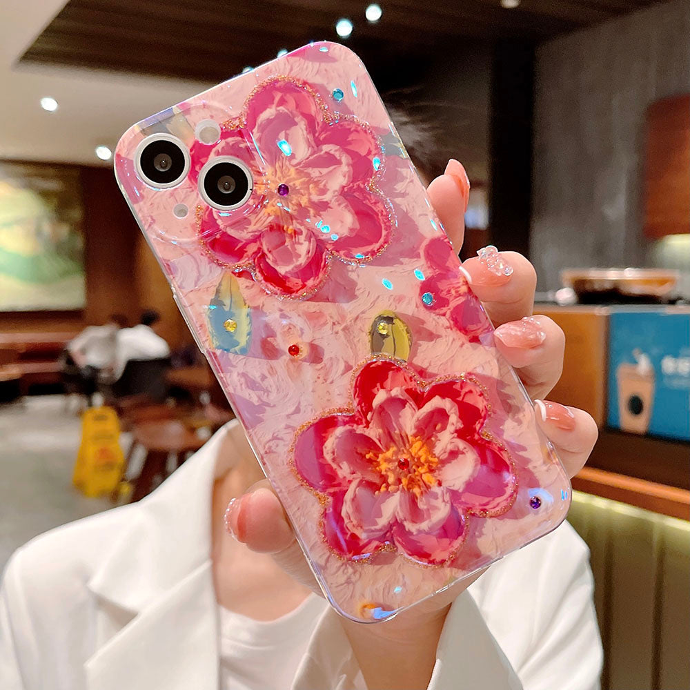 Oil Painting Pink Flower iPhone Case