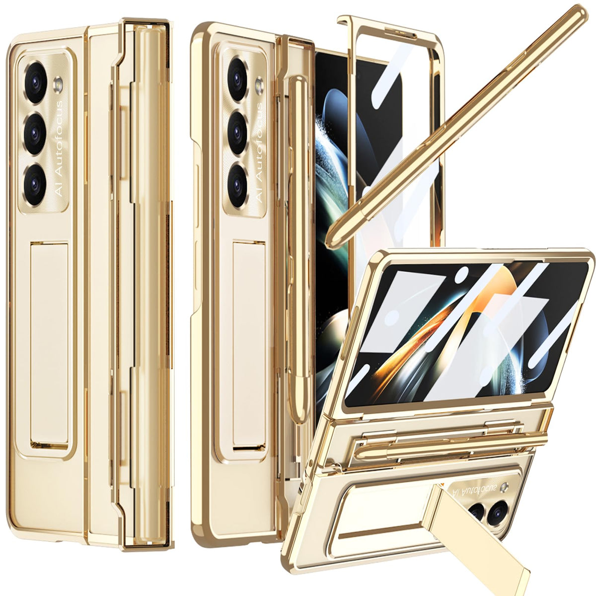 Armor Electroplated Anti-fall Protective Phone Case For Samsung Galaxy Z Fold3/4/5 With Back Screen Glass - Mycasety Mycasety