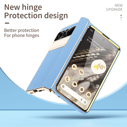 Ultra-thin Leather Electroplating Google Pixel Fold Case All-Inclusive Hinge with Screen Protector - mycasety2023 Mycasety
