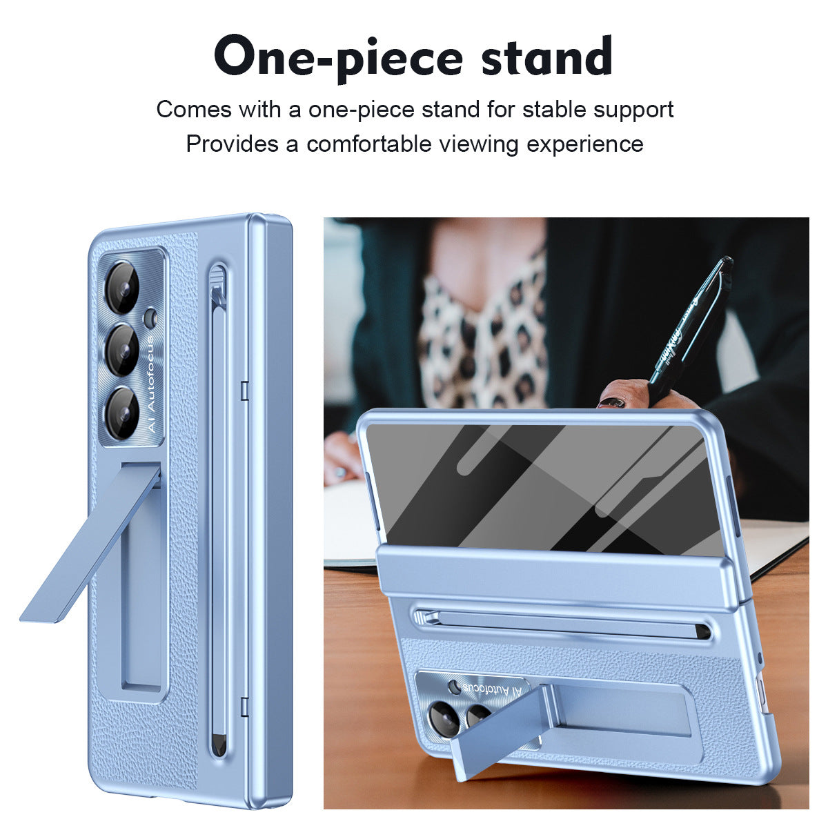 Leather Golden Electroplated Phone Case With Back Screen Glass and Stylus For Galaxy Z Fold 8/7/6/5/4