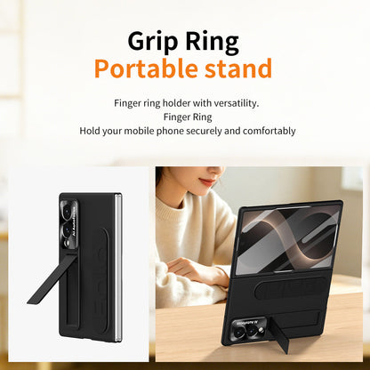 Armor Phone Case Built-In Tempered Glass, Hidden Kickstand & Wrist Strap For Galaxy Z Fold 8/7/6/5/4