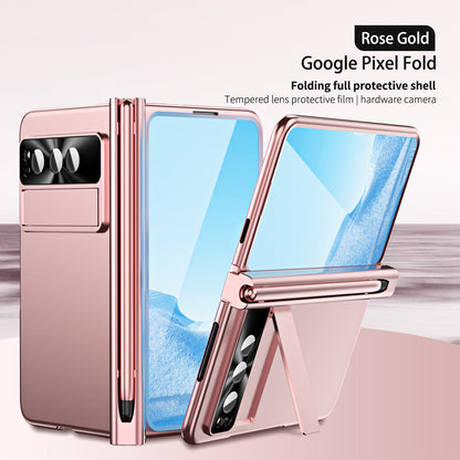 Slim Anodized Google Pixel Fold Case with Hinge Protective Screen Protector Pen Slot and Stylus - mycasety2023 Mycasety