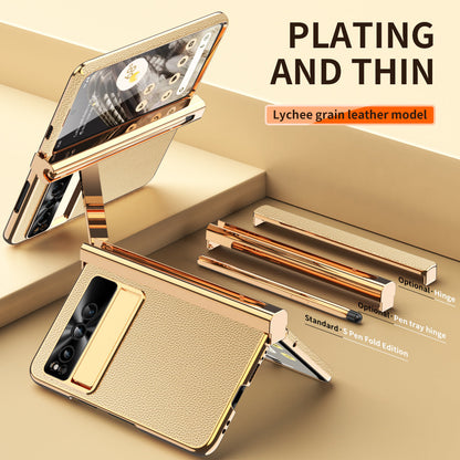 Ultra-Thin Leather Google Pixel Fold shell anti-fall all-inclusive Case double pen slot hinge With Stylus - mycasety2023 Mycasety