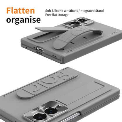 Armor Hinge Protective Phone Case Built-In Tempered Glass, Hidden Kickstand & Wrist Strap For Galaxy Z Fold 8/7/6/5/4