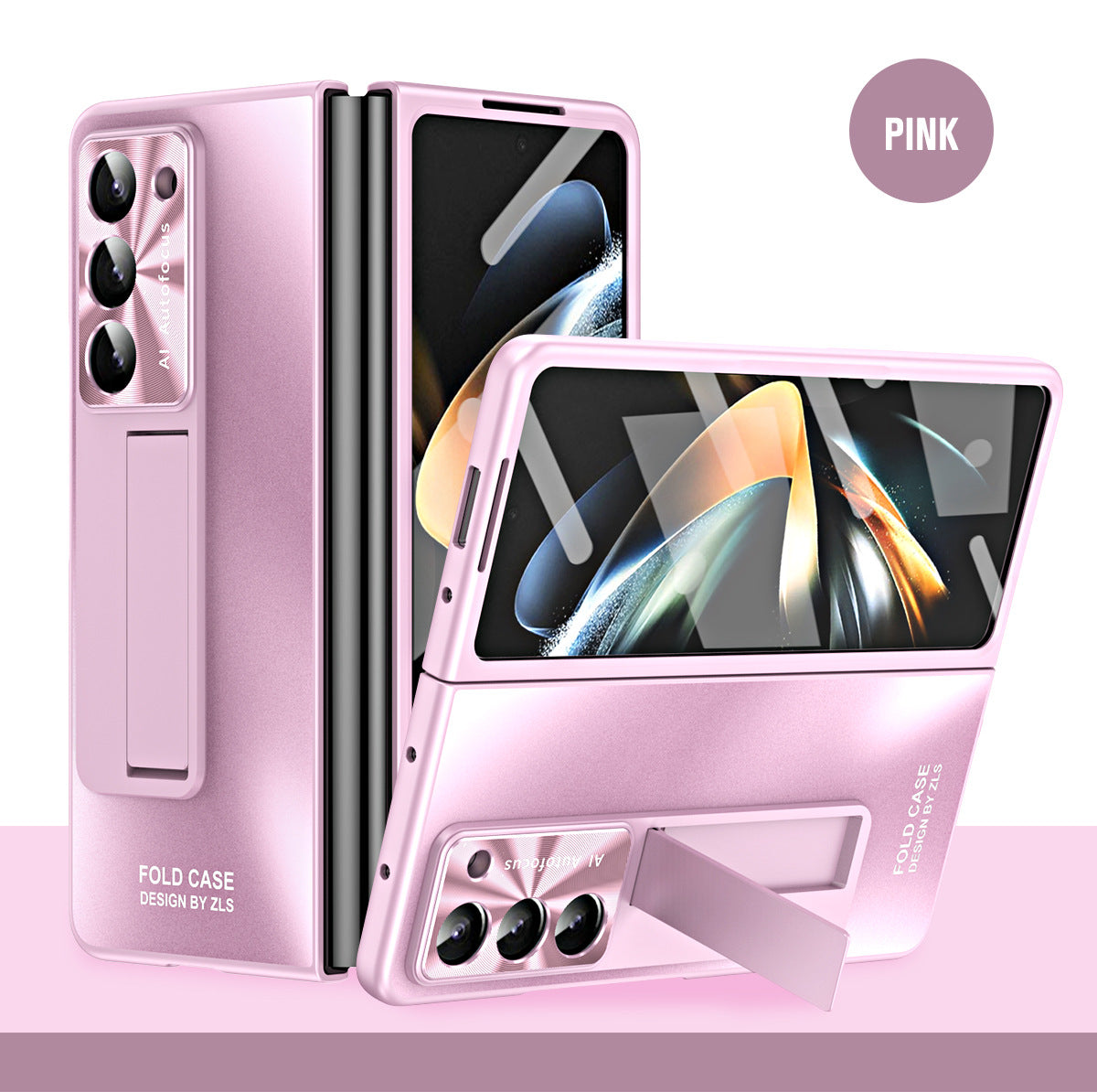 Plating Galaxy Z Fold5 Case with Front Screen Protector & Hidden Stand - mycasety2023 Mycasety