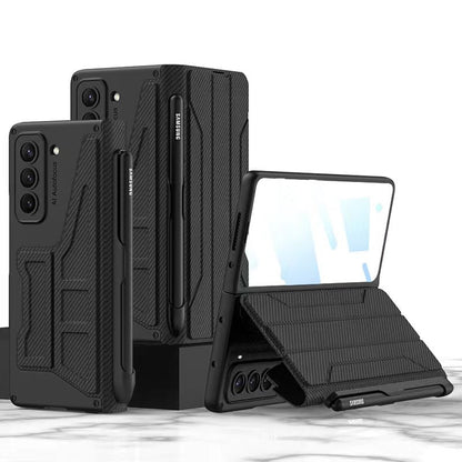 Leather Samsung Z Fold5 Case Full Protection Business Case With Pen Slot and Protection Film - Mycasety Mycasety